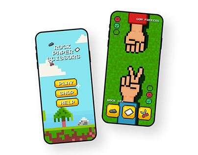 Rock Paper Scissors Game App Design - Pixel Art Style