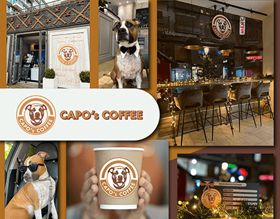 Capo's Coffee logo, menu and cards design project