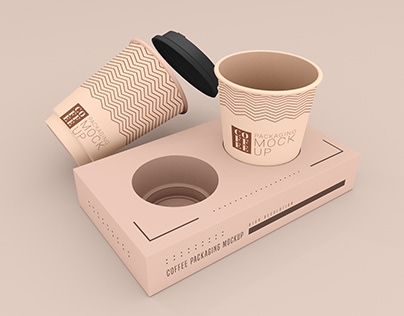 3D mock up take away coffee cups