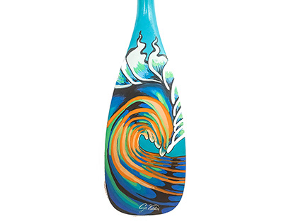 Remo Paddle surf SUP con ola naranja y azul