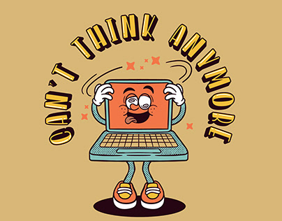 illustration of laptop cartoon character overload