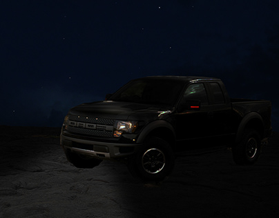 Black Pick Up Truck at Night.