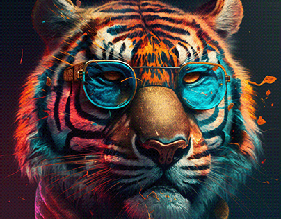 Colourful Tiger with Sunglasses