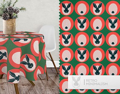 Rabbit in retro style. Collection of seamless patterns