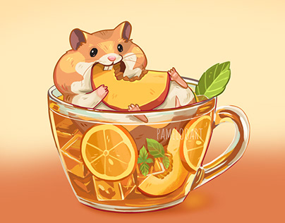 Hungry Peach and Orange Iced Tea Hamster