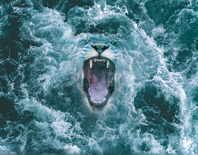 Photo manipulation (Lion & sea )