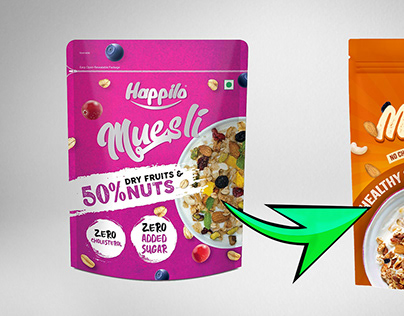 I redesigned the packaging for Happilo's Muesli
