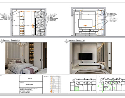 Shop drawings for hotel bedroom