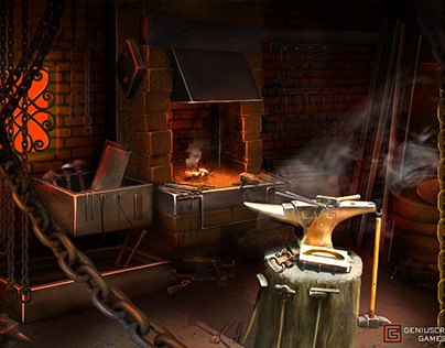 Blacksmith's Workshop-Hidden Object Game Art.
