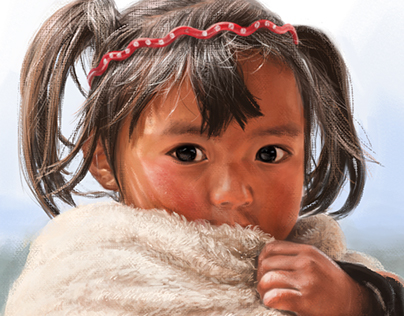 Tibetan Little Girl 板繪習作