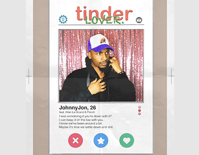 "Tinder Lover." cover art for JohnnyJon's single.