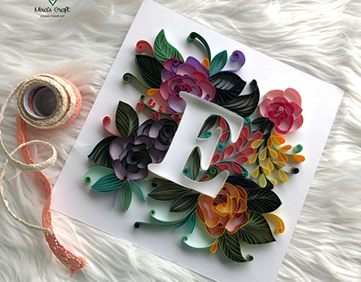 Paper quilled monogrammed- E letter