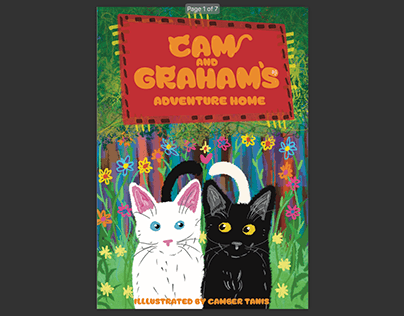 Pages from "Cam and Grahams Adventure Home" kids book