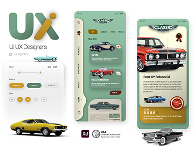 Diseño UI Adobe XD, Figma Classic Cars