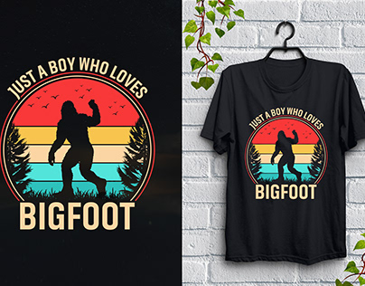 Just A Boy Who Loves Bigfoot T-Shirt Design