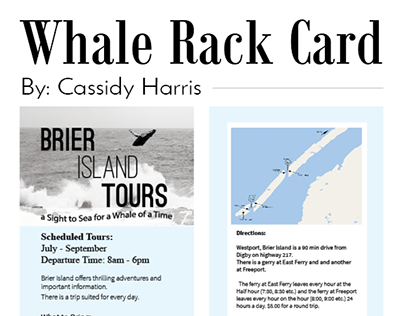 Whale Watching Rack Card. 2016