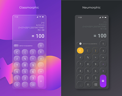 Glassmorphic and Neumorphic calculator design