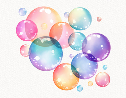 Watercolor Iridescent Pastel Rainbow Bubble
