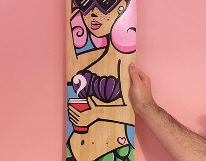 Hipster Mermaid Skateboard Deck Customization