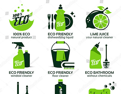 flat icon set for eco cleaning, vector illustration