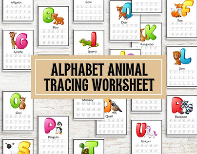 Alphabet Animal Tracing Book For Kids