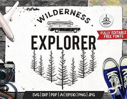Wilderness Logo, Retro Camping Badge Template