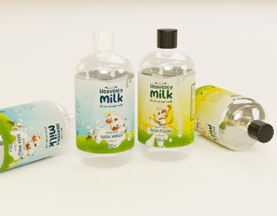 Heavenly Milk Label Design (with 3D Mockup)