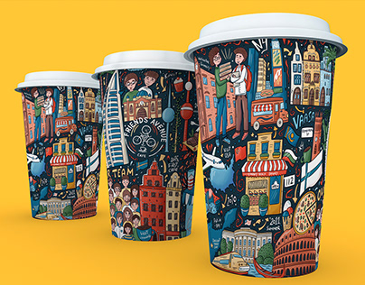 Coffee cup design and illustration. Packaging design