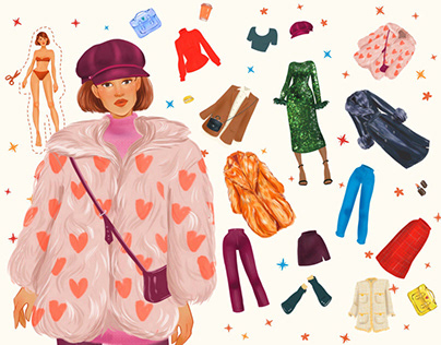 Paper doll. Fashion illustrations for brand