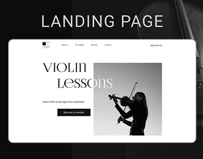 Landing page for violin lessons