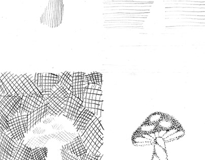 Study: hatching, pointillism & texture - mushroom