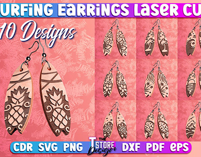 Surfing Earrings Laser Cut SVG Bundle