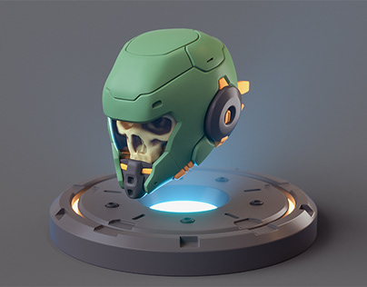 Skull in sci-fi helmet