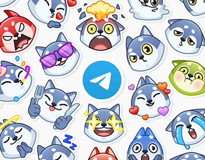 Wolf animated emoji pack for Telegram