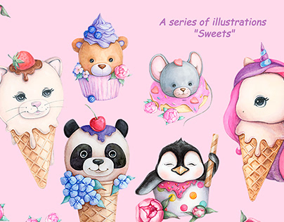 A series of illustrations "Sweets"