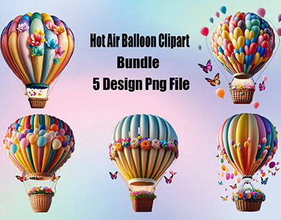 Hot Air Balloon Clipart Bundle