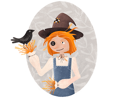 Scarecrow girl illustration. Ok, not scare at all!