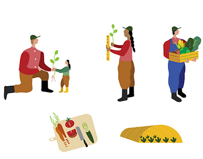 Vegetable farm vector illustrations
