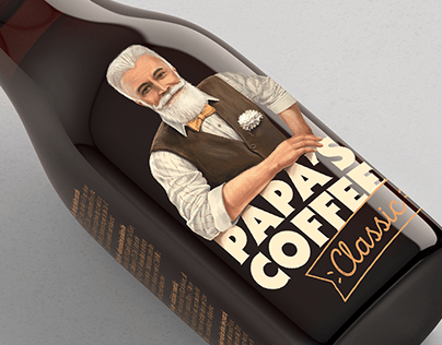 "Papa's coffee" - iced coffee label design