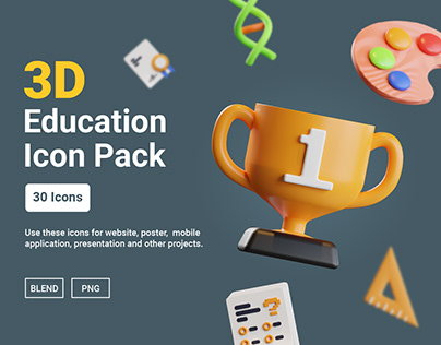 3D Education Icon Pack