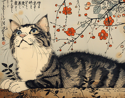 Ukiyoe style Cat