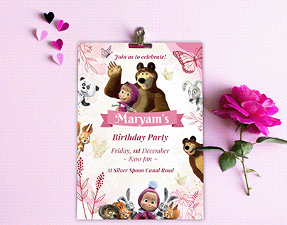 Masha and the bear birthday invites