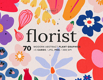 Florist. Abstract Modern Flowers Graphics