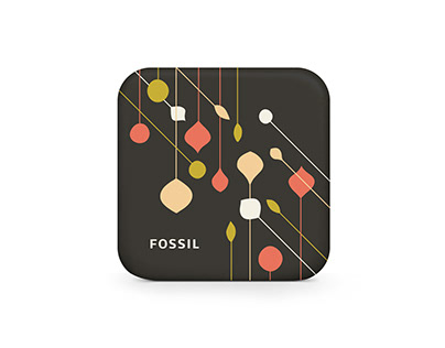 Fossil brand graphics and watch tins