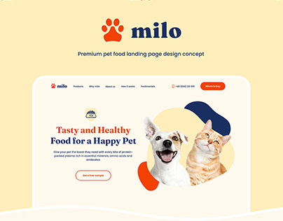 Milo - premium pet food landing page