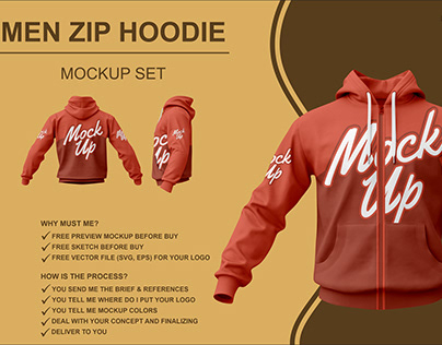 Men Zip Hoodie Mockup 3D