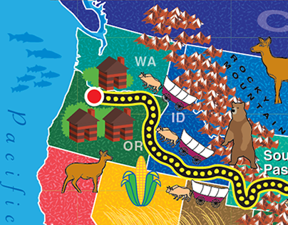 Map of Oregon Trail for childrens' reading program