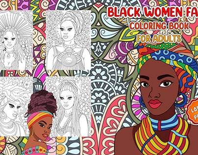 Black Women Face Coloring Book