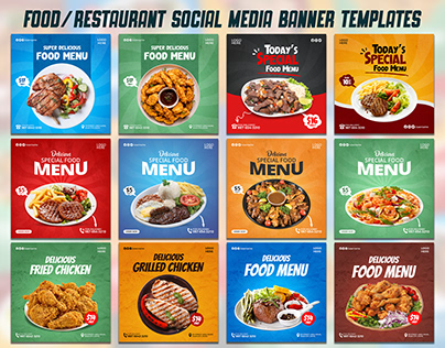 Restaurant Social Media Banner Templates