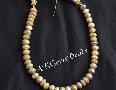 Yellow Moonstone Coated Silverite Gemstone Beads